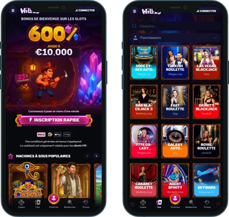 Casino en direct sur mobile